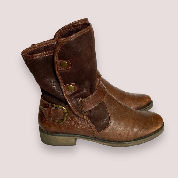 Baretraps Select Brown Leather Ankle Boots w/Belt Detail & Faux Fur Lining SZ 9 - Picture 4 of 12